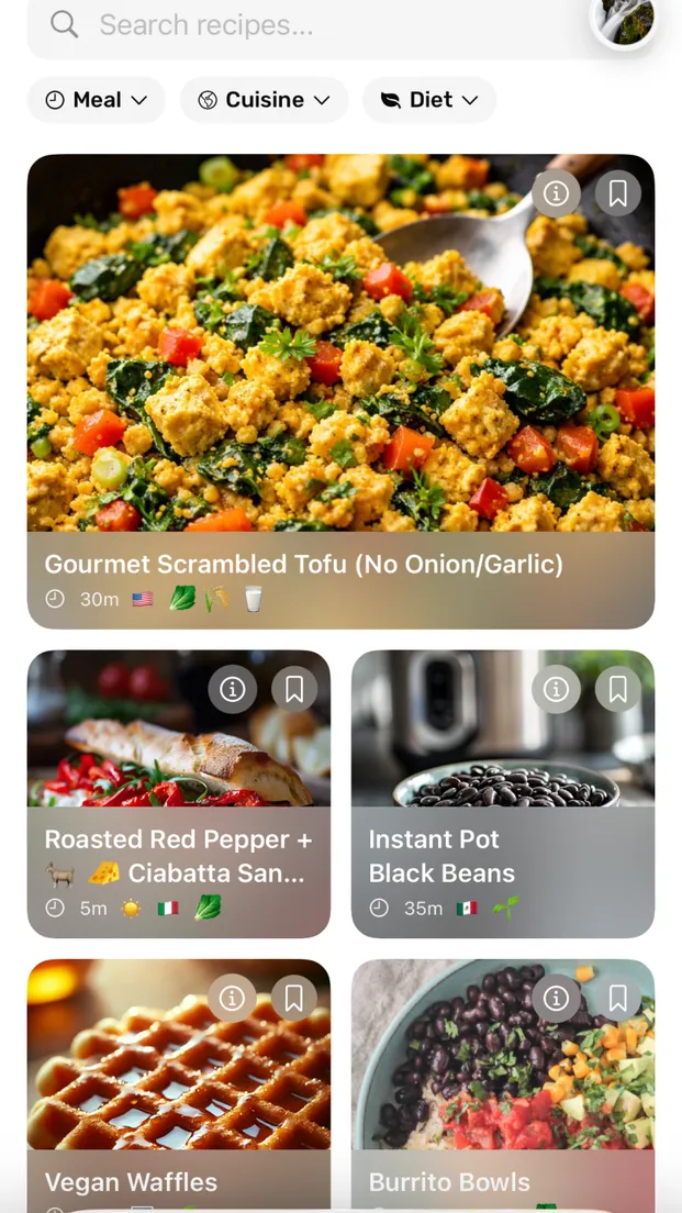 Community recipe feed